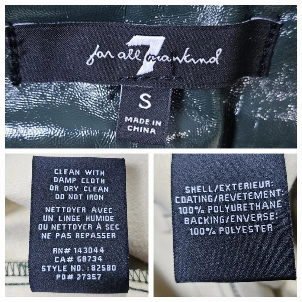 7 For All Mankind Green Faux Leather Flare Pant Small